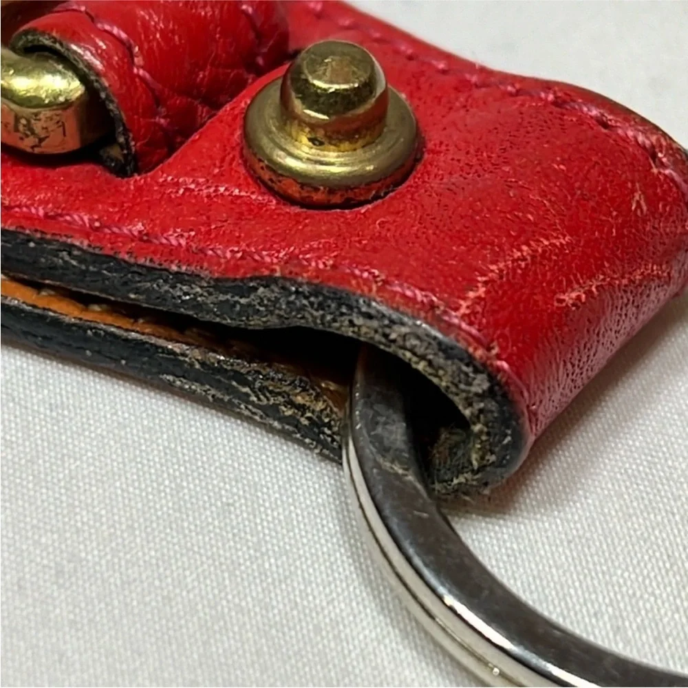 Vintage‎ Dooney & Bourke Red and Brown Leather Key Fob